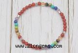 CGB7116 7 chakra 4mm red agate beaded meditation yoga bracelets