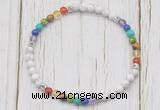 CGB7117 7 chakra 4mm white howlite beaded meditation yoga bracelets