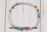 CGB7118 7 chakra 4mm white fossil jasper beaded meditation yoga bracelets