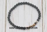 CGB7124 4mm black lava & yellow tiger eye beaded meditation yoga bracelets