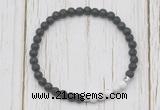 CGB7126 4mm black lava & white howlite beaded meditation yoga bracelets