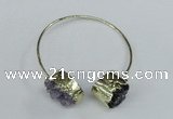 CGB721 15*20mm oval druzy amethyst gemstone bangles wholesale