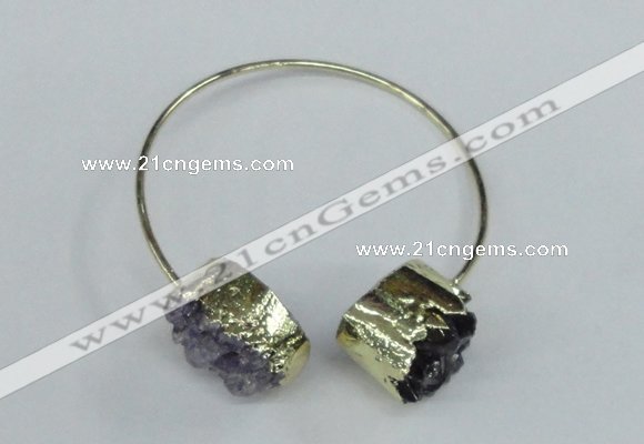 CGB721 15*20mm oval druzy amethyst gemstone bangles wholesale