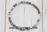 CGB7276 4mm tiny black & white jasper beaded meditation yoga bracelets