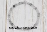 CGB7289 4mm tiny black rutilated quartz beaded meditation yoga bracelets