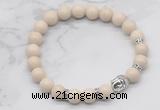 CGB7350 8mm white fossil jasper bracelet with buddha for men or women