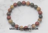 CGB7354 8mm picasso jasper bracelet with skull for men or women