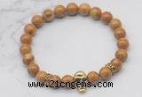 CGB7359 8mm wooden jasper bracelet with skull for men or women