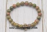 CGB7397 8mm unakite bracelet with skull for men or women