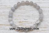 CGB7438 8mm grey banded agate bracelet with buddha for men or women