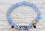 CGB7439 8mm blue banded agate bracelet with skull for men or women