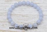 CGB7460 8mm blue lace agate bracelet with leopard head for men or women