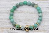 CGB7467 8mm grass agate bracelet with skull for men or women