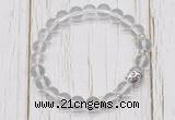 CGB7485 8mm white crystal bracelet with buddha for men or women