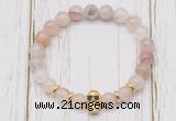 CGB7496 8mm pink quartz bracelet with skull for men or women