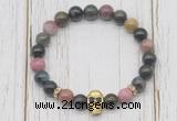 CGB7510 8mm tourmaline bracelet with skull for men or women