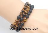 CGB7626 8mm black lava & yellow tiger eye mala stretchy bracelets