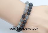 CGB7647 8mm black lava & labradorite gemstone mala stretchy bracelets