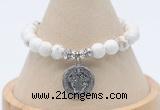 CGB7791 8mm white howlite bead with luckly charm bracelets