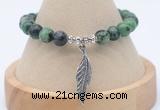 CGB7821 8mm ruby zoisite bead with luckly charm bracelets
