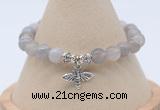 CGB7838 8mm grey banded agate bead with luckly charm bracelets