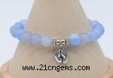 CGB7839 8mm blue banded agate bead with luckly charm bracelets