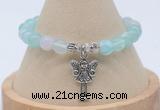 CGB7840 8mm sea blue banded agate bead with luckly charm bracelets