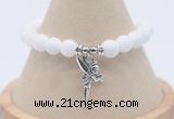 CGB7870 8mm white candy jade bead with luckly charm bracelets