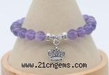 CGB7889 8mm amethyst bead with luckly charm bracelets wholesale