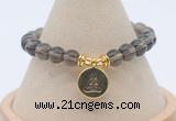 CGB7892 8mm smoky quartz bead with luckly charm bracelets