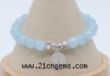 CGB7901 8mm aquamarine gemstone bead with luckly charm bracelets