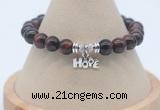 CGB7918 8mm red tiger eye bead with luckly charm bracelets