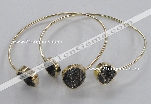 CGB797 12mm - 14mm coin druzy agate gemstone bangles wholesale