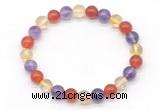 CGB8027 8mm amethyst, citrine & red agate beaded stretchy bracelets