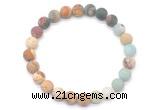 CGB8081 8mm matte amazonite, picture jasper & picasso jasper beaded stretchy bracelets