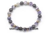 CGB8104 8mm dogtooth amethyst, garnet & hematite power beads bracelet