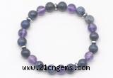 CGB8106 8mm sodalite, amethyst & hematite power beads bracelet