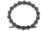 CGB8138 8mm matte black agate, black lava & hematite power beads bracelet