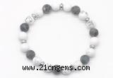 CGB8152 8mm white howlite, matte black labradorite & hematite power beads bracelet