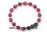 CGB8167 8mm red tiger eye & black lava beaded stretchy bracelets