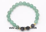 CGB8169 8mm green aventurine & black lava beaded stretchy bracelets