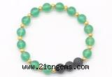 CGB8170 8mm green agate & black lava beaded stretchy bracelets