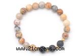 CGB8172 8mm yellow crazy lace agate & black lava beaded stretchy bracelets