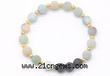 CGB8188 8mm matte amazonite & black lava beaded stretchy bracelets