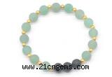 CGB8189 8mm matte green aventurine & black lava beaded stretchy bracelets