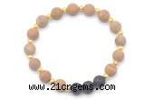 CGB8194 8mm matte wooden jasper & black lava beaded stretchy bracelets