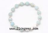 CGB8206 8mm matte amazonite & white lava beaded stretchy bracelets