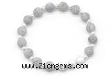 CGB8208 8mm matte grey picture jasper & white lava beaded stretchy bracelets