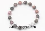 CGB8221 8mm rhodonite & white howlite beaded stretchy bracelets