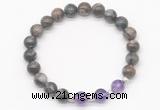 CGB8222 8mm grey opal & amethyst beaded stretchy bracelets